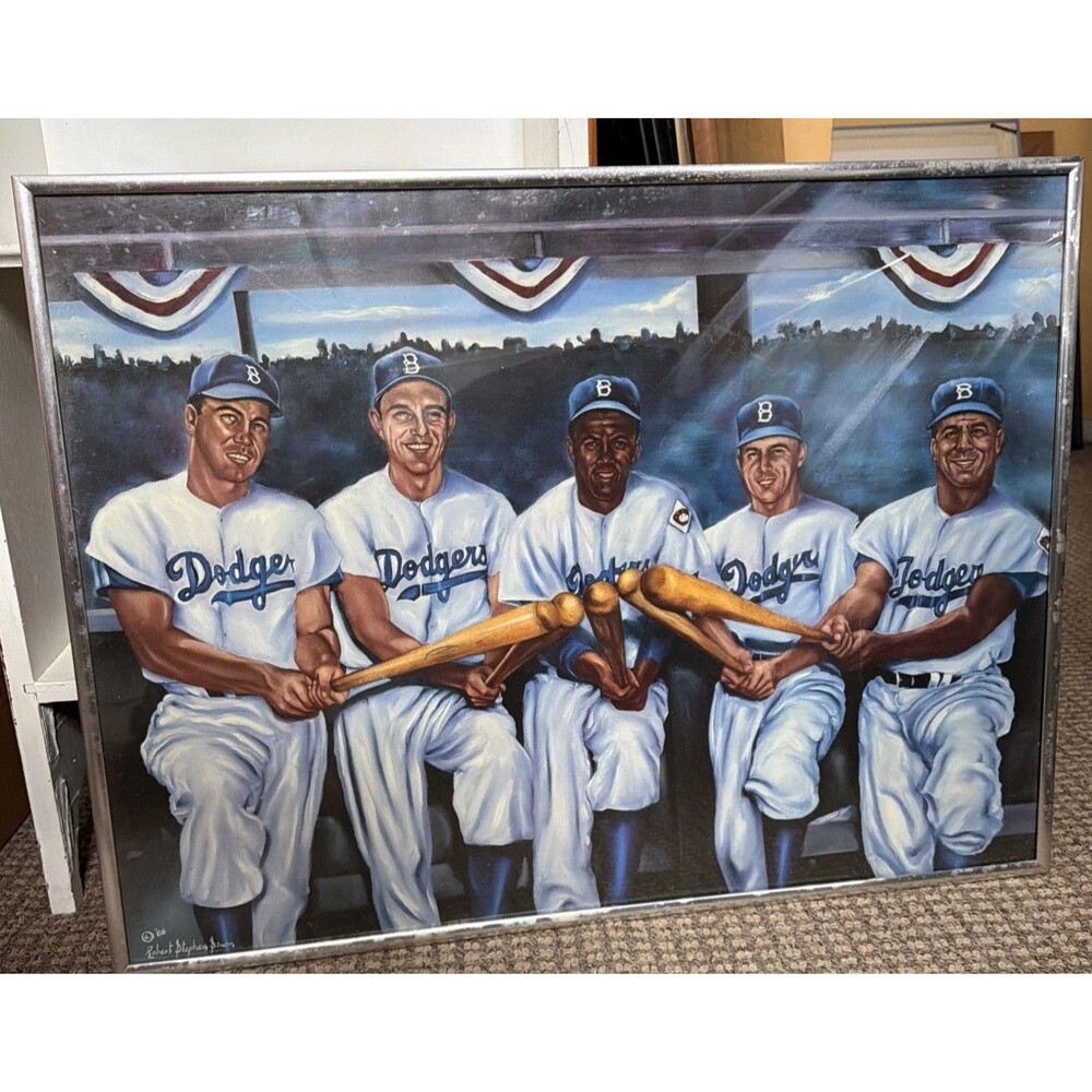 "Boys of Summer" lithograph featuring Brooklyn Dodgers legends 18x24